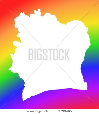 Cote Divoire kaart op de achtergrond van de Rainbow