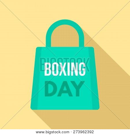 Boxing Day Shop Bag Logo Set. Flat Set Of Boxing Day Shop Bag Logo For Web Design