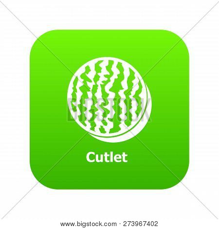 Cutlets Icon Green Vector Isolated On White Background