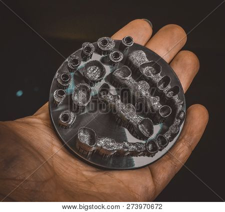 Object Printed On Metal 3d Printer Isolated.