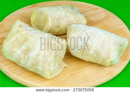 The meat frozen semi-finished stuffed cabbages