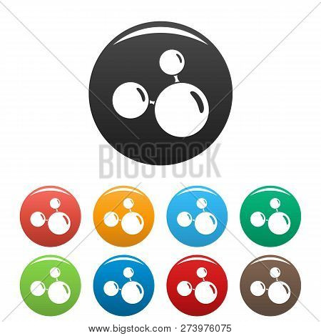 Triple Molecule Icons Set 9 Color Isolated On White For Any Design