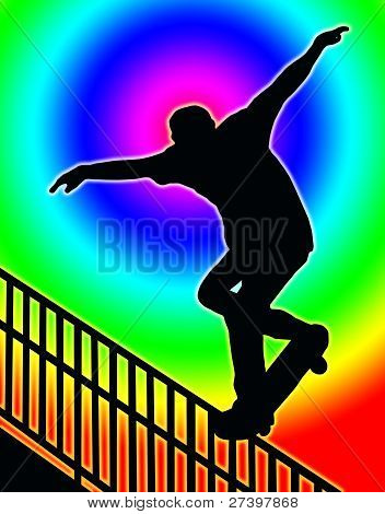 Renkli daire arka kaykay Nosegrind demiryolu slayt