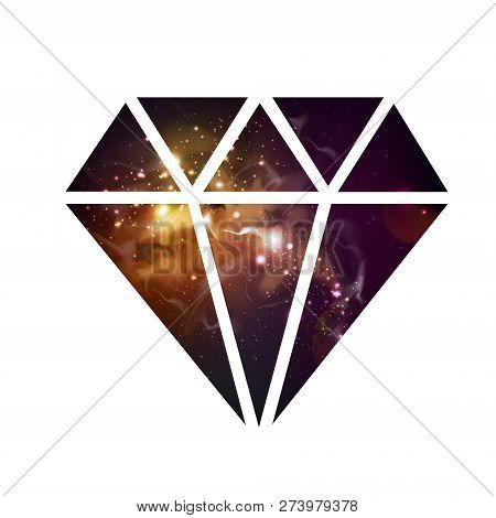Diamond Flat Vector Icon With Space Background Inside
