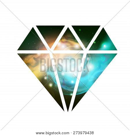 Diamond Flat Vector Icon With Space Background Inside