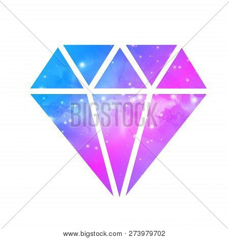 Diamond Flat Vector Icon With Space Background Inside