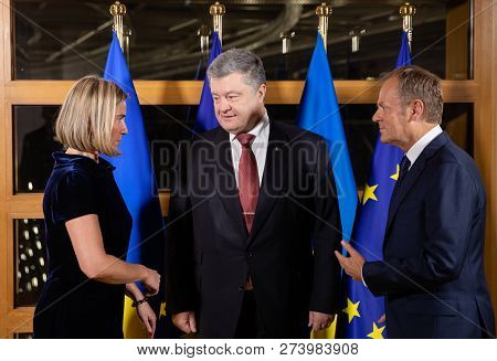Brussels, Belgium - Dec 12, 2018: Eu Representative For Foreign Affairs Federica Mogherini, Presiden