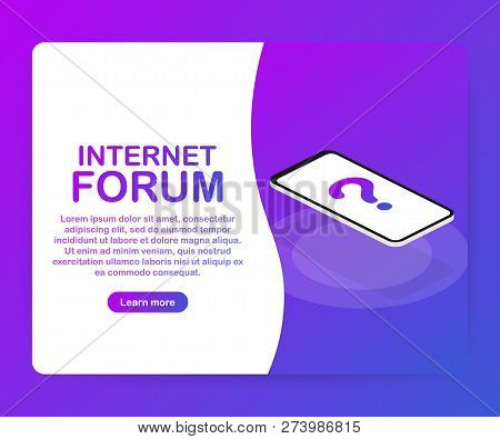 Internet Forum, Communicating People, Society Isometric Concept. Vector Stock Illustration.