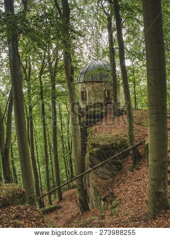 Kleiner Winterberg Gazebo On A Rocky Hill Hidden In Beech Forest And Covered  By Moss
