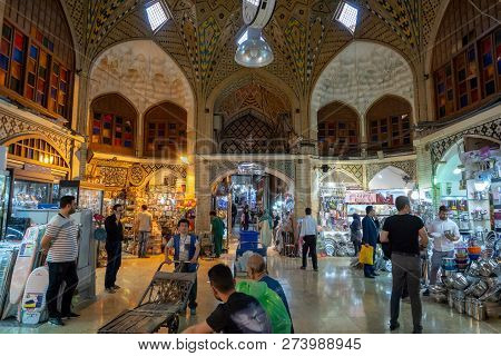 Tehran, Iran - June, 2018: Grand Bazaar In Tehran City, Iran. The Grand Bazaar Is An Old Historical 