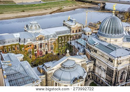 Dresden Academy Of Fine Arts, Germany. Architectural Scene. Travel Destination. View From Above.
