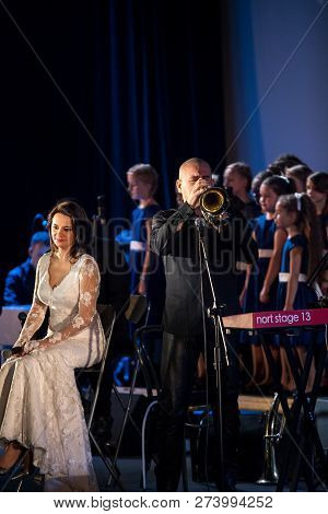 Cracow, Poland - December 7, 2018:  The Multimedia Christmas Oratory - To Bethlehem Performed By The