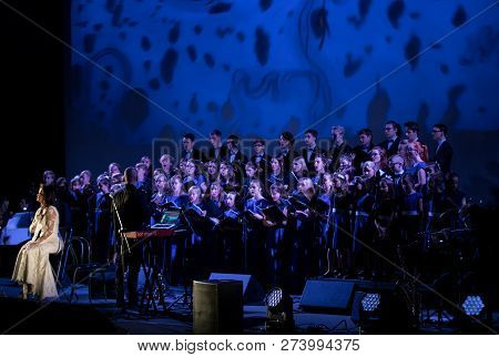 Cracow, Poland - December 7, 2018:  The Multimedia Christmas Oratory - To Bethlehem Performed By The
