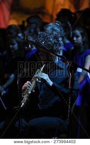 Cracow, Poland - December 7, 2018:  The Multimedia Christmas Oratory - To Bethlehem Performed By The