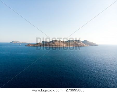 Aerial Drone View Of Kastellorizo Is Little Greece Island / Meis Or Megisti. Vacation
