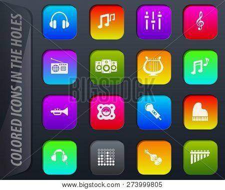 Music Colored Icons In The Holes Easily Adapt To Any Background