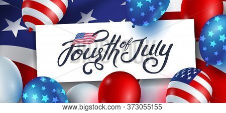 Independence Day Usa Banner Template American Balloons Decor.4th Of July Celebration Poster Template