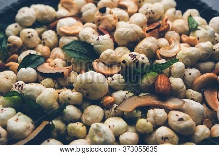 Phool Makhana Chivda Is A Crunchy Healthy Snack From India, Perfect For Teatime. Served In A Bowl Or