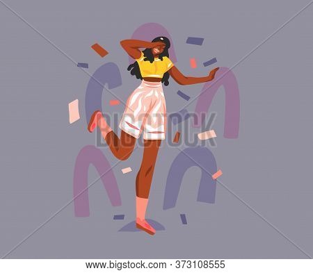 Hand Drawn Vector Abstract Stock Flat Graphic Illustration With Young Happy Smiling Teenager Black A