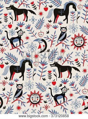Fairy Tale Pattern Scandinavian Style Seamless Design Illustration