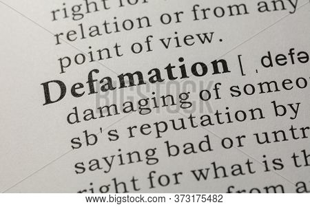 Fake Dictionary, Dictionary Definition Of Word Defamation.