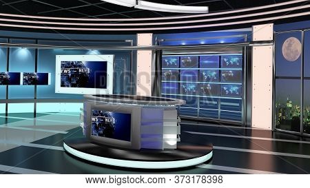 Virtual Tv Studio News Set 27-7. 3d Rendering.
Virtual Set Studio For Chroma Footage. Wherever You W