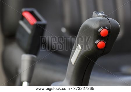 Operating Control Panel With Buttons In Agricultural Or Industrial Machine Or Vehicle