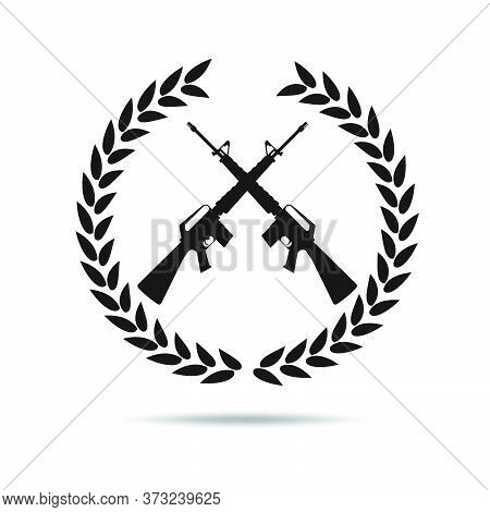 04-m16 Icon .machine Gun Black Silhouette. Vector Illustration