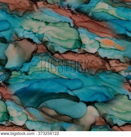 Seamless Liquid Paints Background. Ink Paint Texture. Multicolor Bleached Print. Rainbow Foil Marble