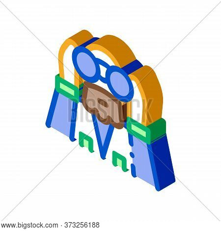 Forester Looking Binoculars Icon Vector. Isometric Forester Looking Binoculars Sign. Color Isolated 