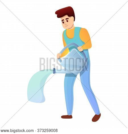 Agronomist Watering Plants Icon. Cartoon Of Agronomist Watering Plants Vector Icon For Web Design Is