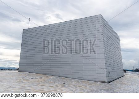Oslo, Norway - August 11, 2019: Exterior View Of Opera House In Oslo. New Modern Building Designed B