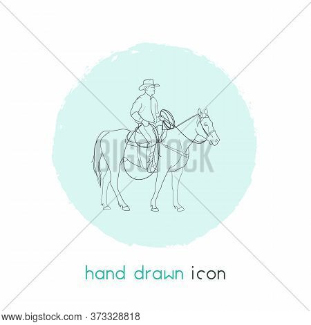 Cowboy On Horse Icon Line Element. Vector Illustration Of Cowboy On Horse Icon Line Isolated On Clea