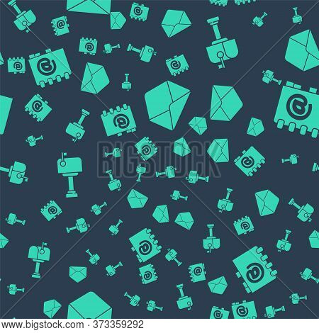 Set Envelope, Mail Box, Mail Box And Address Book On Seamless Pattern. Vector