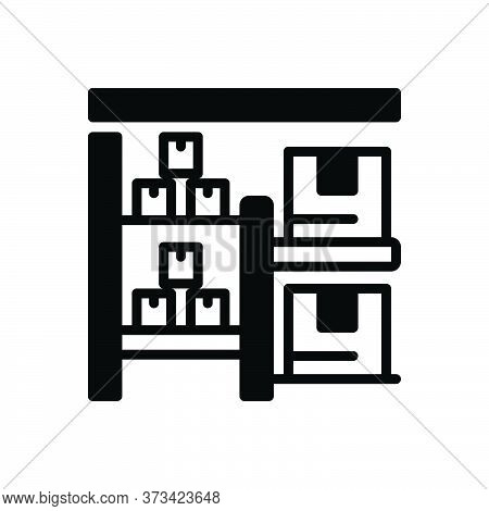 Black Solid Icon For Stock Goods Cargo Wares Commodities