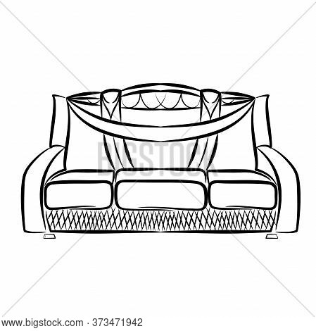 The Icon Of The Outline Of The Sofa. Linear Style Sign For Mobile Concept And Web Design. Comfortabl