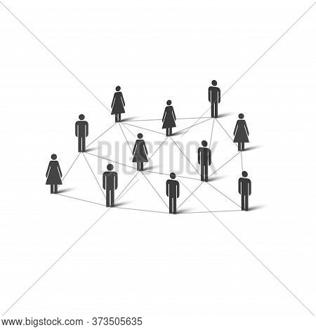 Social Network People Simple Icons. Network Grid. Social Connections. Social Distance. Vector Illust