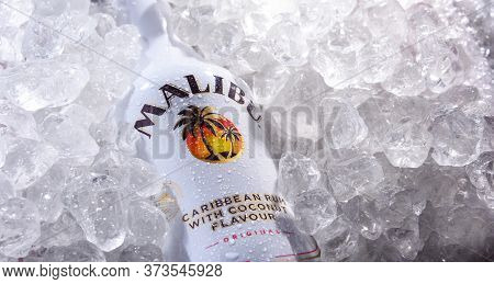 Bottle Of Malibu Caribbean Rum In Crushed Ice