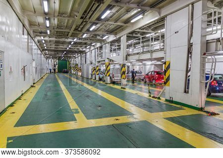 Cirkewwa, Malta - November 7, 2017: Interior Of The Ferry From Cirkewwa On Malta Island To Mgarr On 