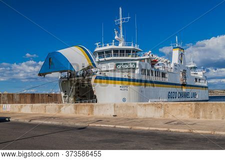 Cirkewwa, Malta - November 10, 2017: Ferry From Cirkewwa On Malta Island To Mgarr On Gozo.