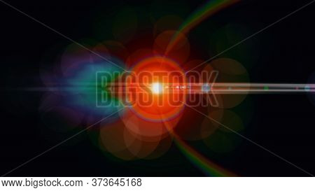 Anamorphic Lens Flare From A Photo Camera Lens. Anamorphic Background.