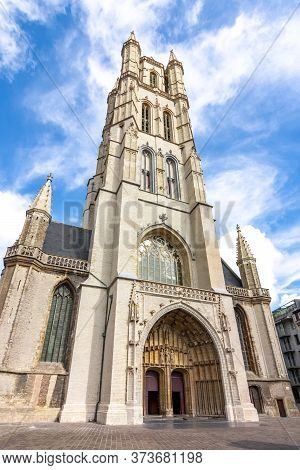 Saint Bavo Cathedral In Center Of Gent, Belgium