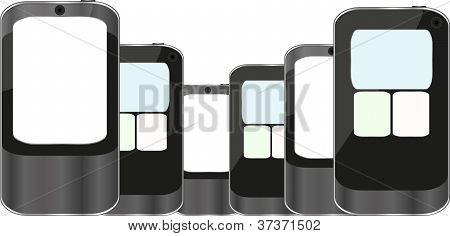 โทรศัพท์สมาร์ท iphones พื้นตั้งแยกในขาวหลัง