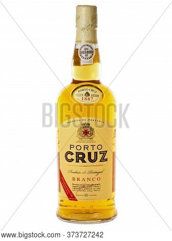 Bucharest, Romania - March 16, 2015. Bottle Of Porto Cruz White Port Wine. White Port Is One Of The 