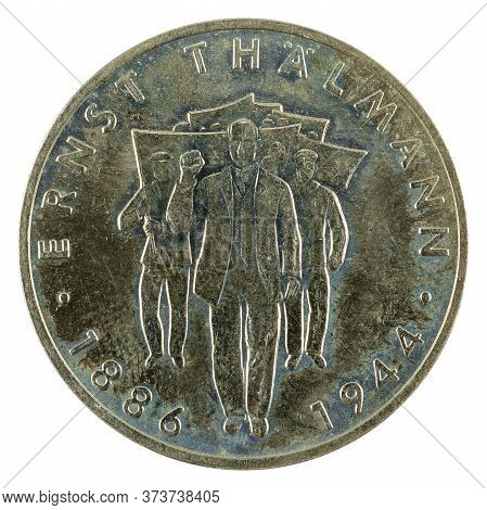 Historic 10 East German Mark Coin Special Edition(1986) Obverse Isolated On White Background