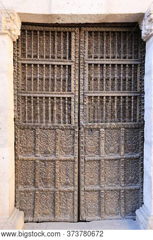Wonderful Decorated Door In A House In The City Of Arequipa