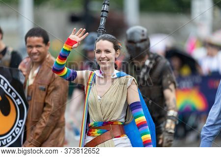 Cincinnati, Ohio, Usa - June 22, 2019: The Cincinnati Pride Parade, People Dress Up As Star Wars Cha