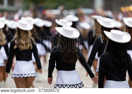Houston, Texas, Usa - November 28, 2019: H-e-b Thanksgiving Day Parade, The Apache Belles Dance Team