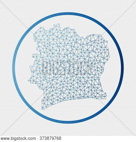 Ivory Coast Icon. Network Map Of The Country. Round Ivory Coast Sign With Gradient Ring. Technology,