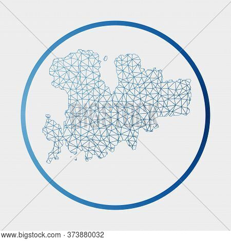 Mykonos Icon. Network Map Of The Island. Round Mykonos Sign With Gradient Ring. Technology, Internet